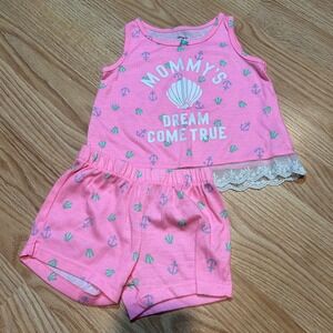 Carters Baby Girls Pink Nautical Shell Anchor Pajama Set 18 Months Mommy's Dream